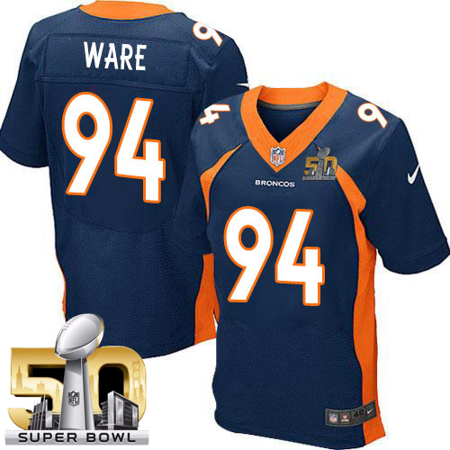 Men's Elite DeMarcus Ware Super Bowl L Nike Jersey Navy Blue Alternate - #94 NFL Denver Broncos